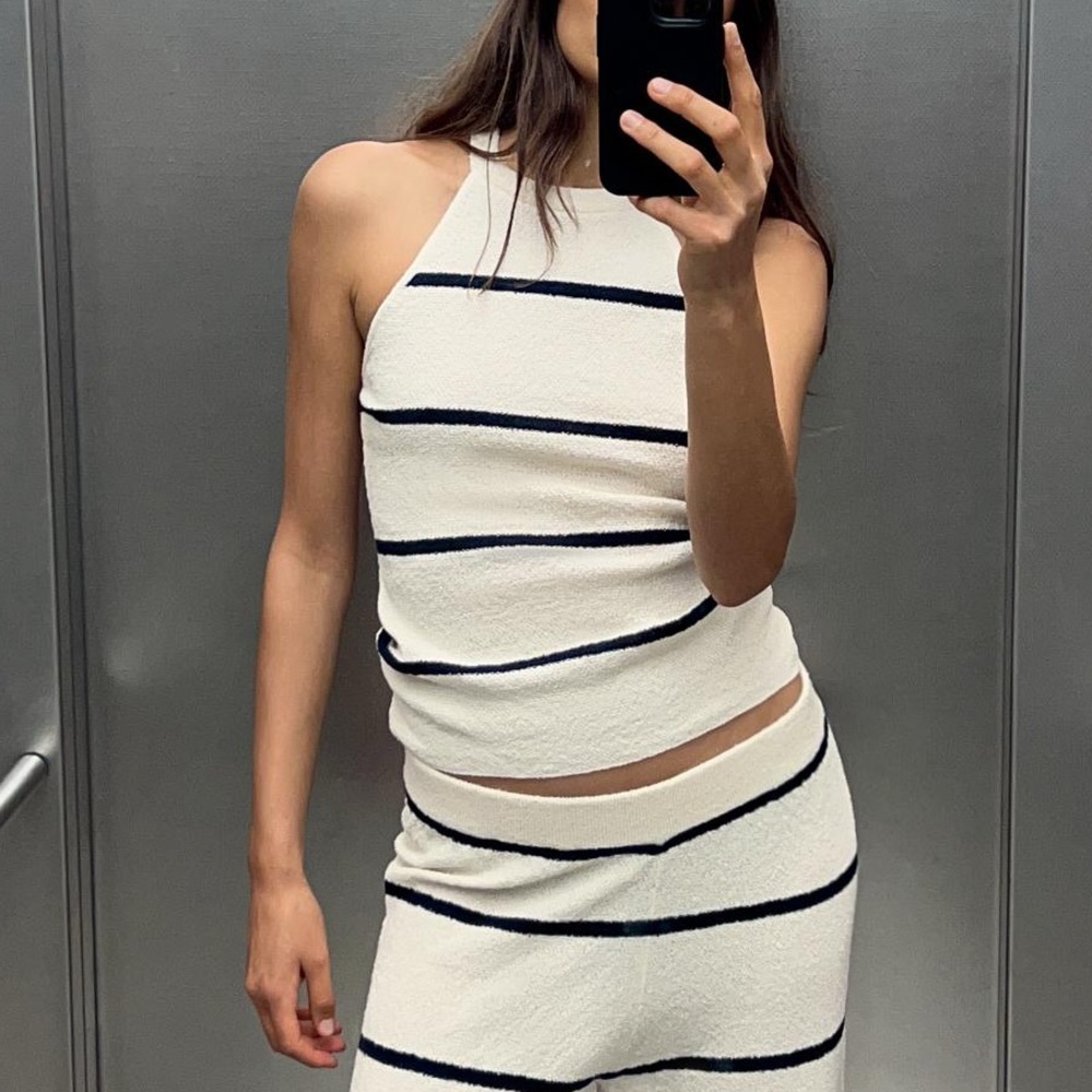 ZARA Knit Stripe Halter Top NWT